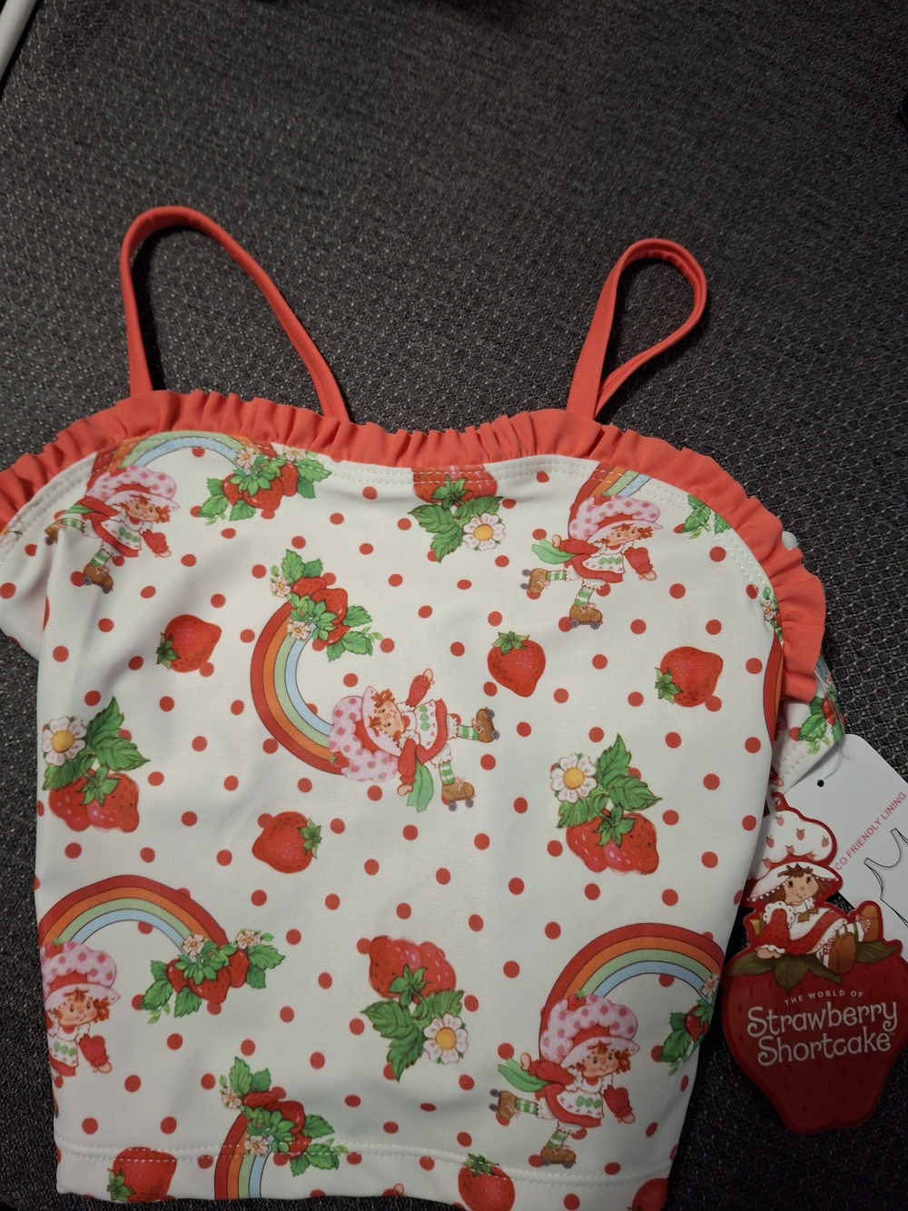 Strawberry Shortcake White & Red Printed 2 Pc Swim Suit